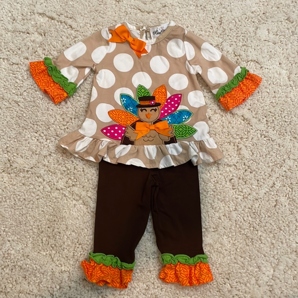 Rare editions thanksgiving turkey outfit! 6 months. Matching set